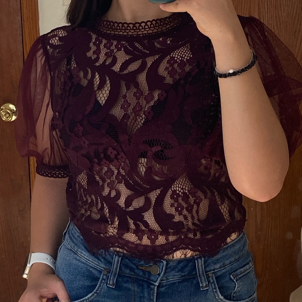 Purple See-through Blouse